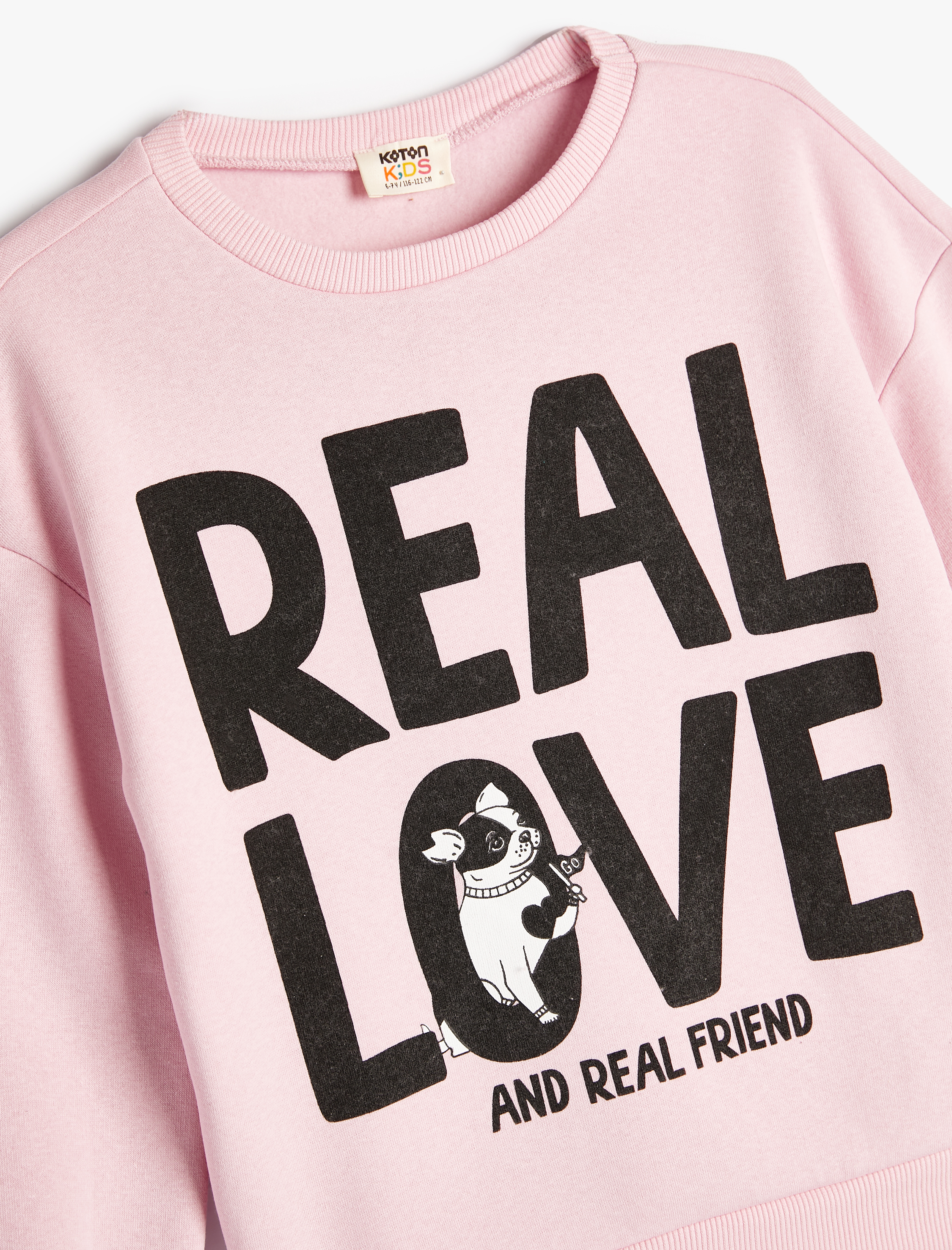 Kız Çocuk Sweatshirt Slogan Baskılı Uzun Kollu Şardonlu