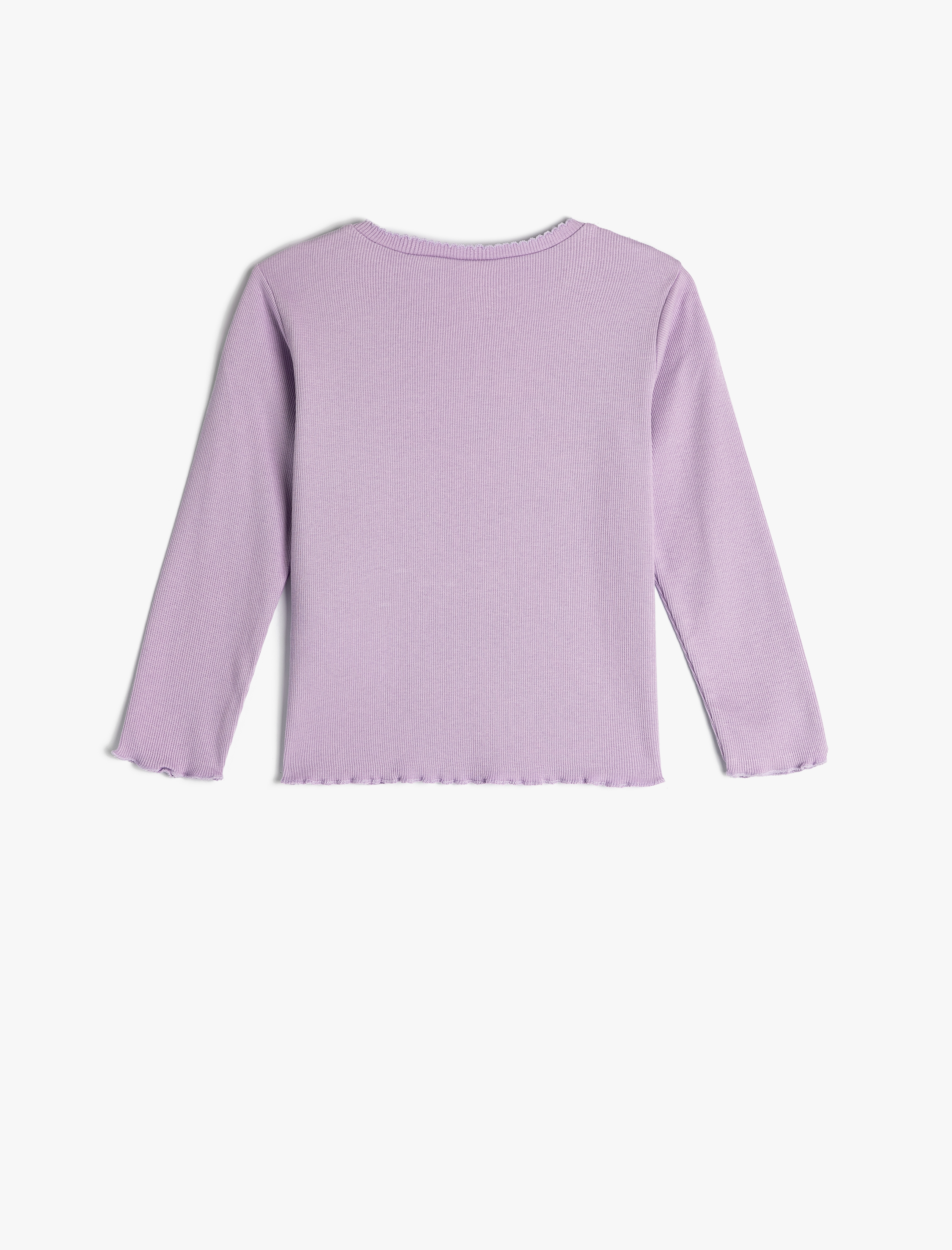  Kız Bebek Basic Tişört Uzun Kollu Bisiklet Yaka Pamuklu Ribanalı