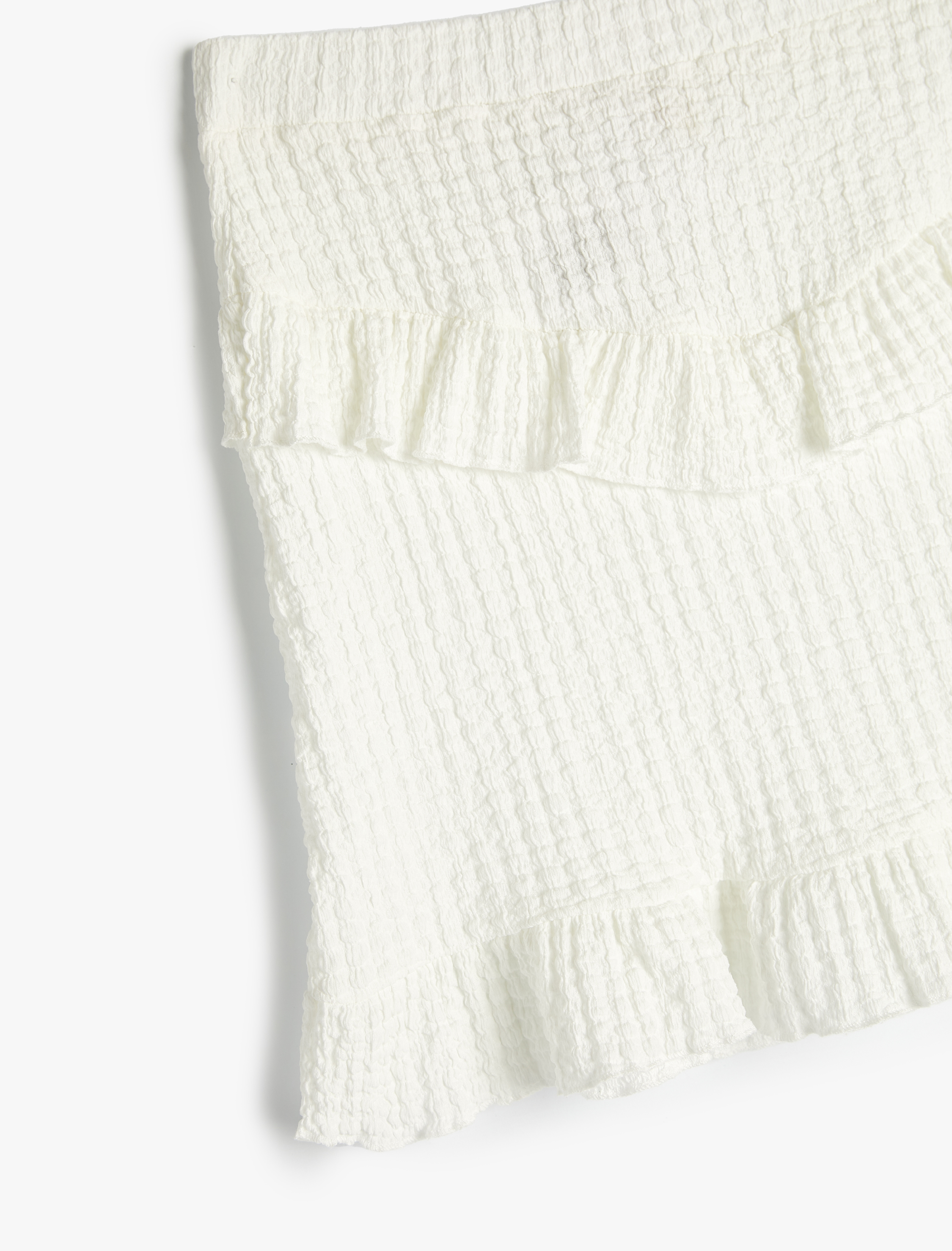  Kız Çocuk Mini Etek Katlı Dokulu Beli Lastikli