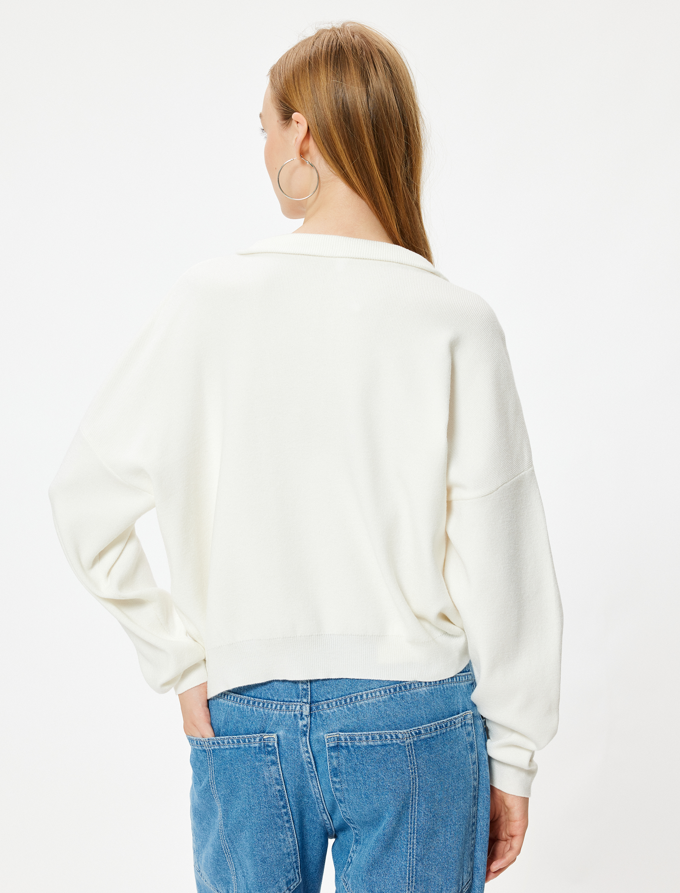   Yarım Fermuarlı Viskon Karışımlı Triko Kazak