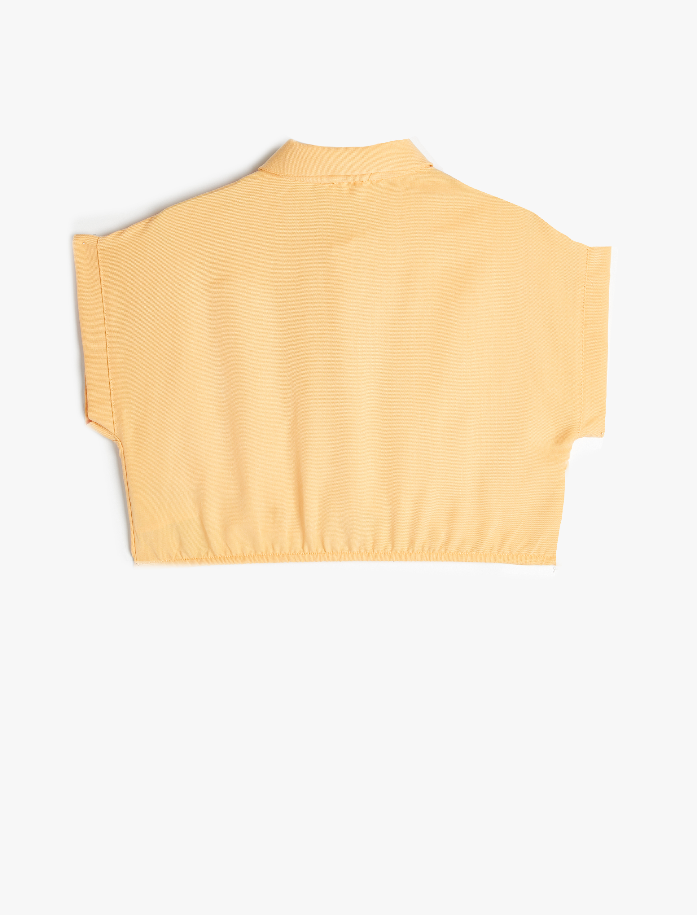  Kız Çocuk Crop Gömlek Kısa Kollu Cep Detaylı Modal Kumaş