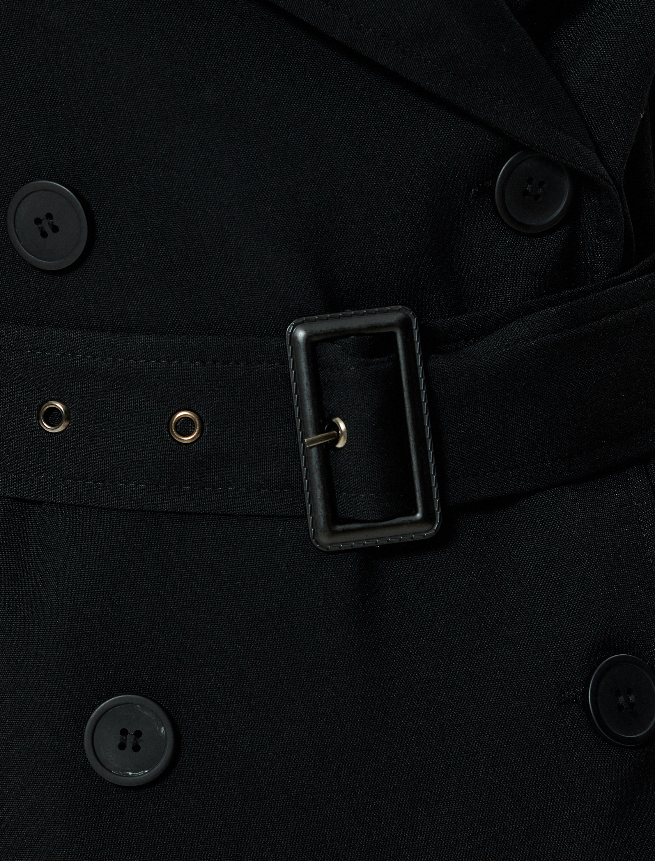   Kruvaze Düğmeli Cepli Uzun Trençkot