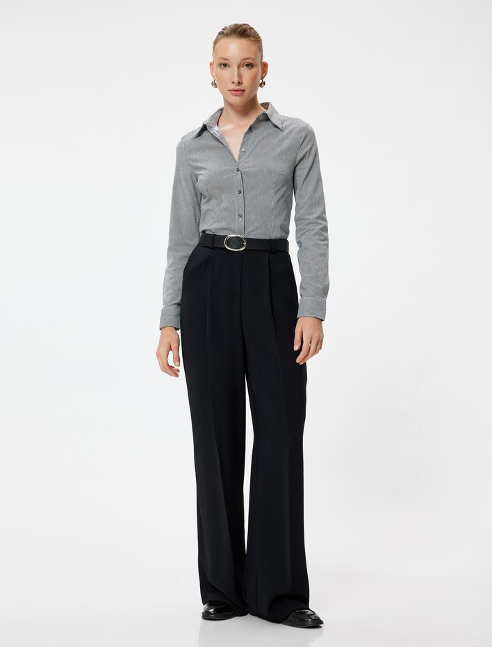  Poplin Gömlek Uzun Kollu Klasik Yaka Pamuklu