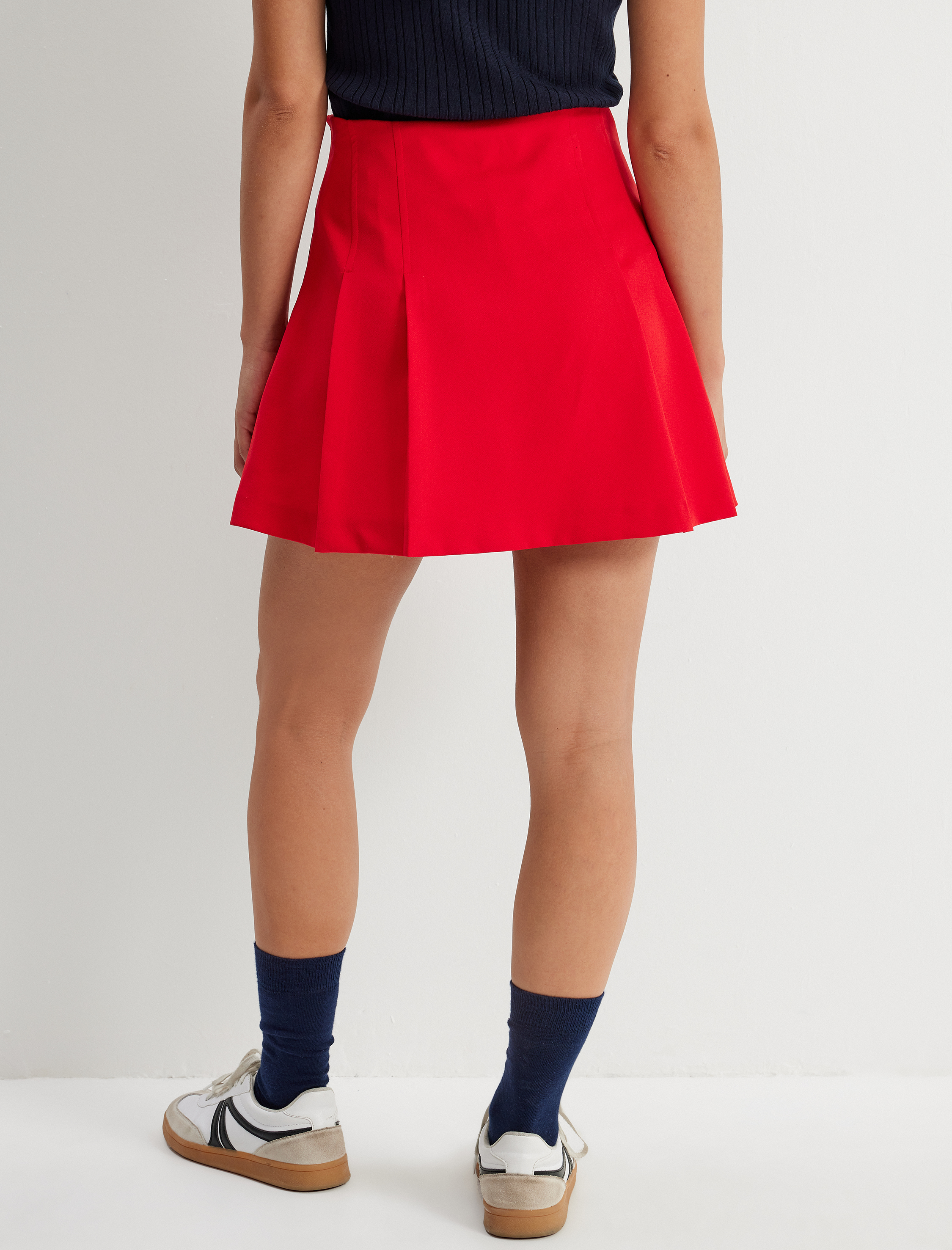   Pileli Mini Etek Yüksek Bel