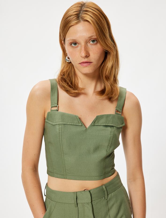  Koton X Sima Tarkan - Askılı Crop Büstiyer Modal Kumaş Arkası Fermuar Detaylı