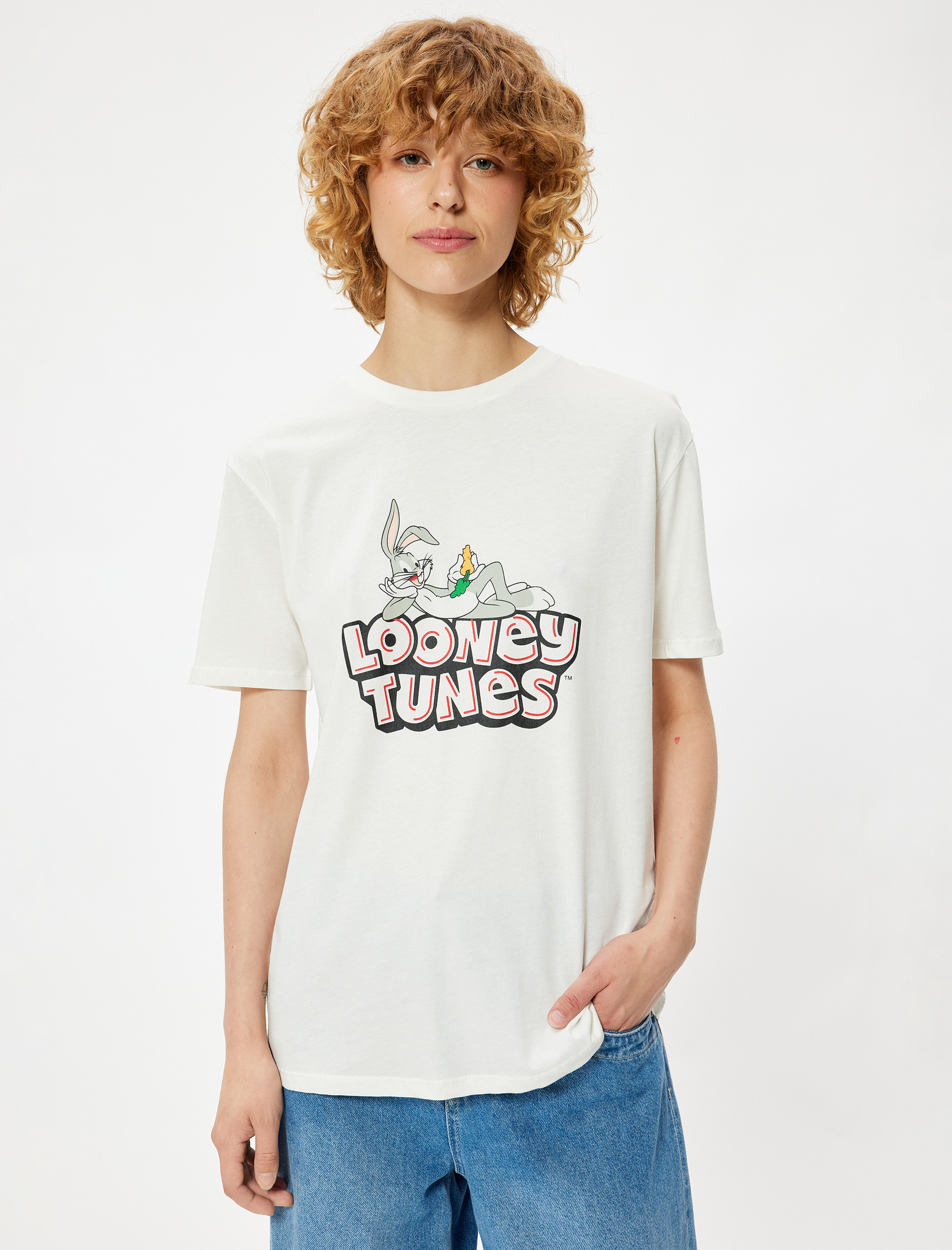   Bugs Bunny Oversize Tişört Arkası Baskılı Lisanslı