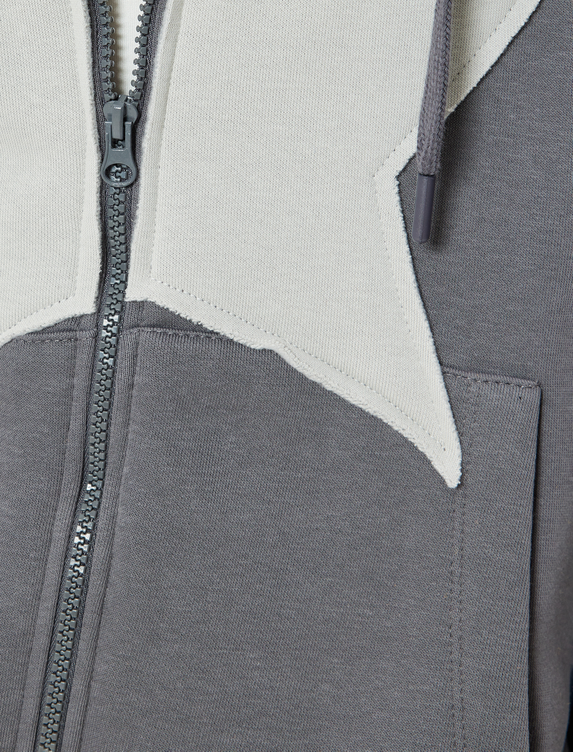   Şardonlu Oversize Fermuarlı Sweatshirt Yıldız İşlemeli Kanguru Cepli