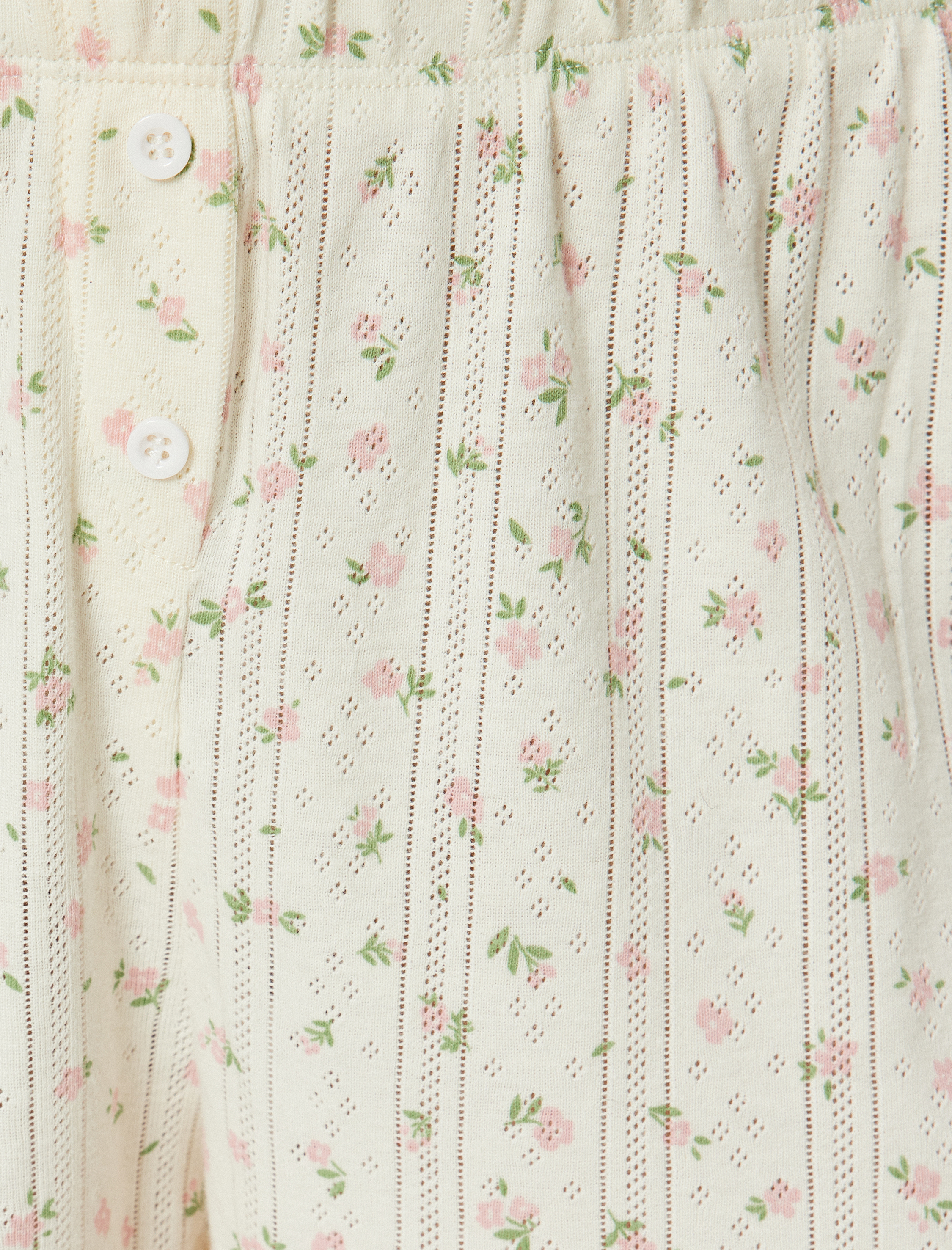   Çiçekli Şort Pijama Altı Ribanalı Pamuklu