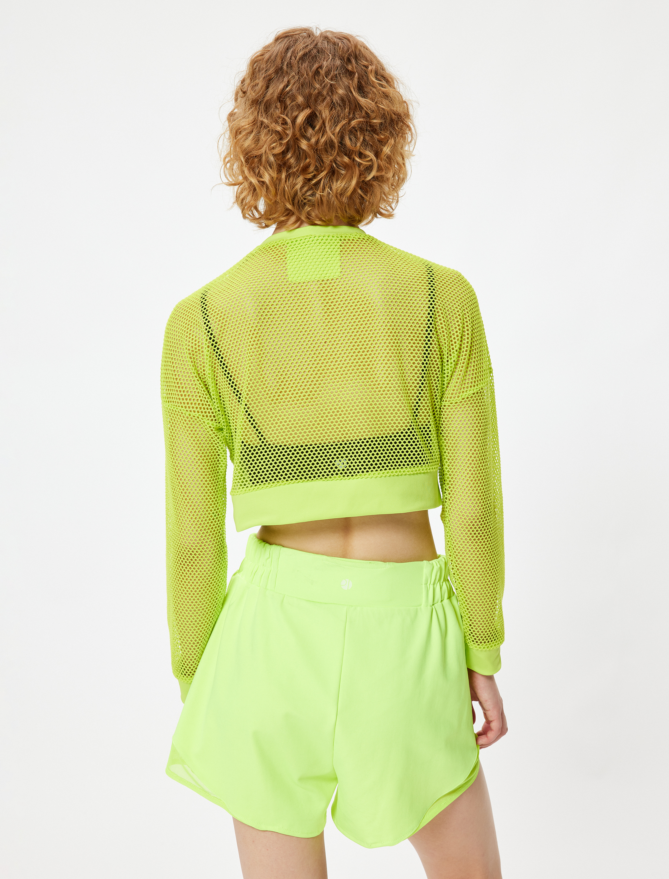   Spor File Tişört Crop Uzun Kollu Bisiklet Yaka