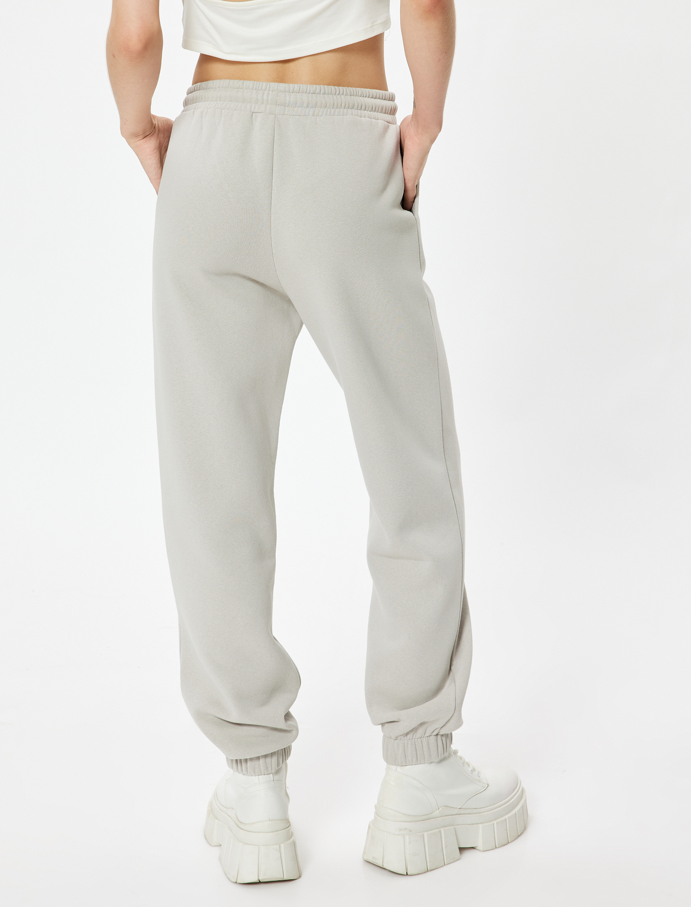   Şardonlu Jogger Eşofman Altı Beli Bağcıklı Cepli Standart Bel Rahat Kalıp