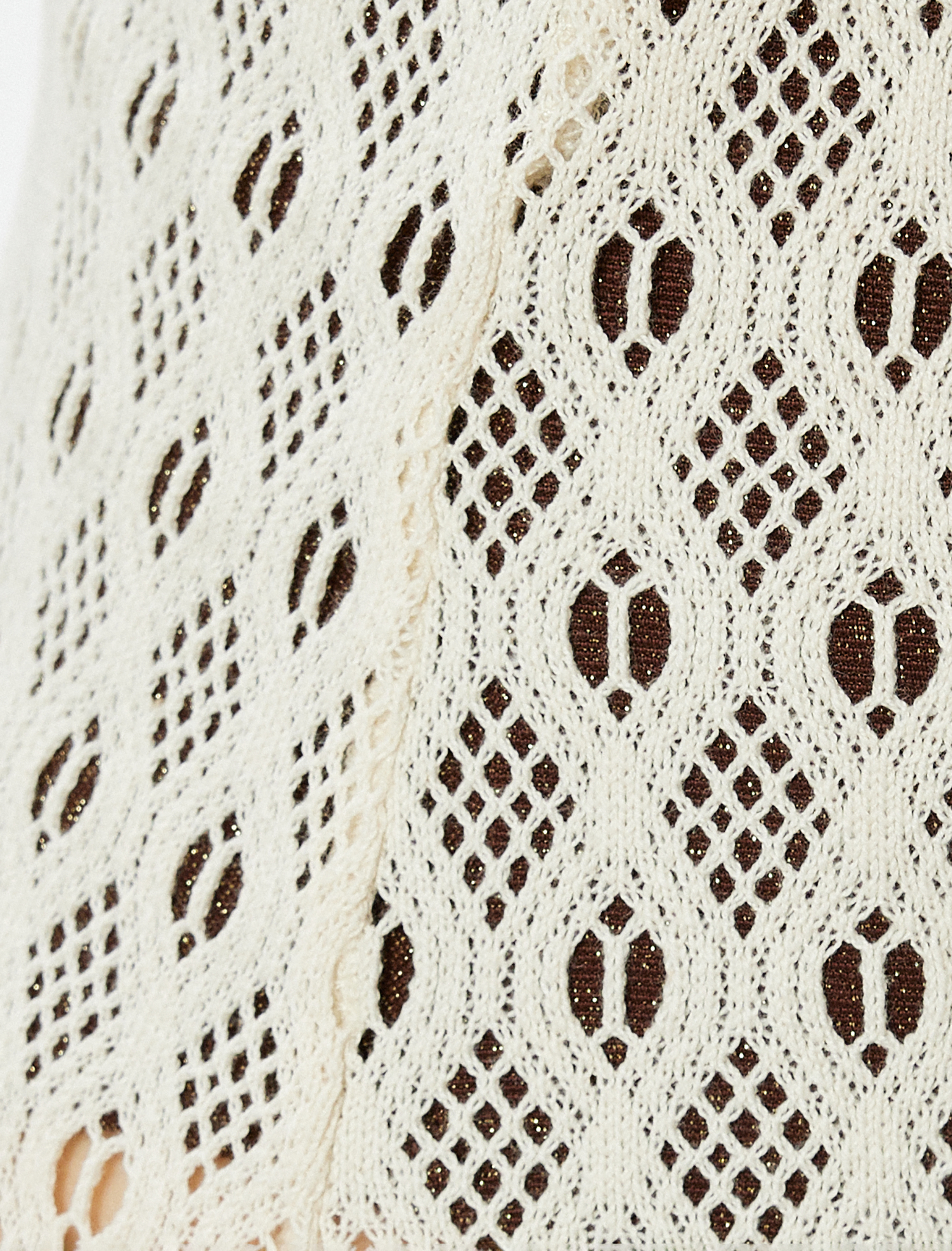   Kroşe Plaj Elbisesi Uzun Kolsuz Yuvarlak Yaka Yırtmaç Detaylı