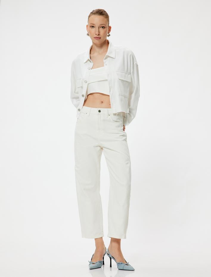  Yüksek Bel Düğmeli Bol Kot Pantolon | Balloon Fit Jeans