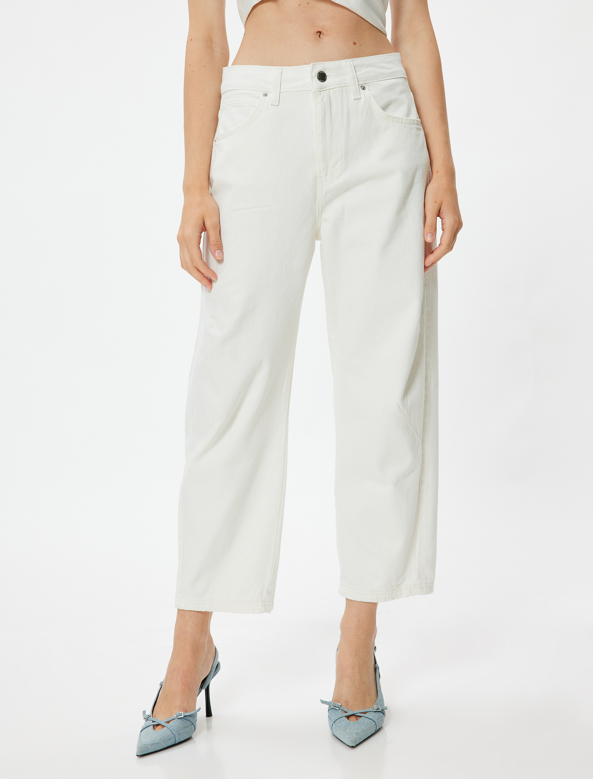   Yüksek Bel Düğmeli Bol Kot Pantolon | Balloon Fit Jeans