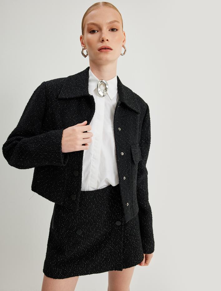  Mini Tüvit Şort Etek Kruvaze