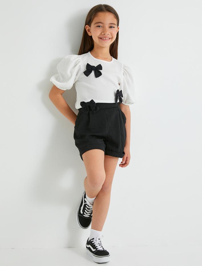 Kız Çocuk Basic Şort Cepli Beli Lastikli