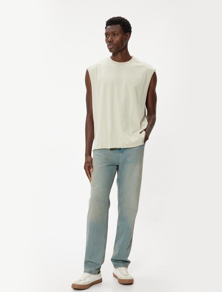  Kolsuz Tişört Basic Bisiklet Yaka Pamuklu