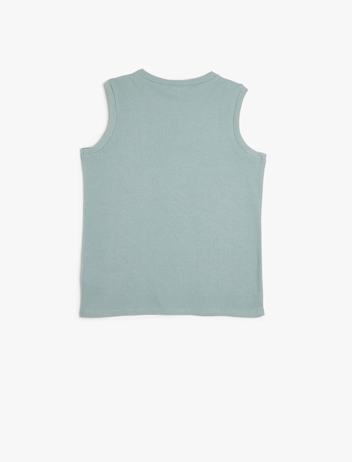 Erkek Çocuk Atlet Dinozor Baskılı Kolsuz Bisiklet Yaka Pamuklu