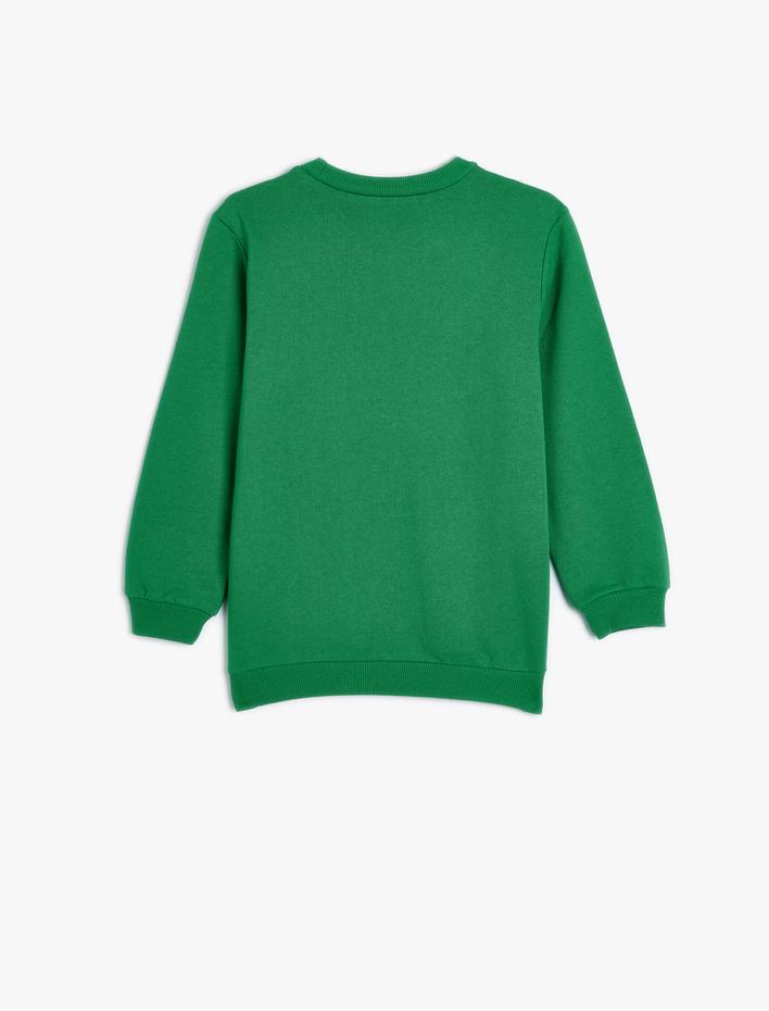 Erkek Çocuk Uzun Kollu Bisiklet Yaka Slogan Baskılı Şardonlu Sweatshirt