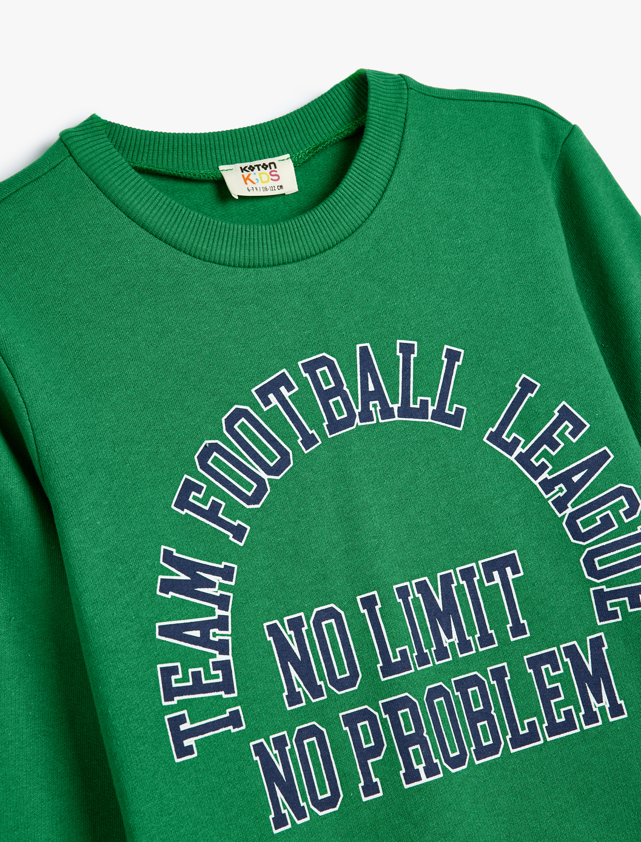 Erkek Çocuk Uzun Kollu Bisiklet Yaka Slogan Baskılı Şardonlu Sweatshirt