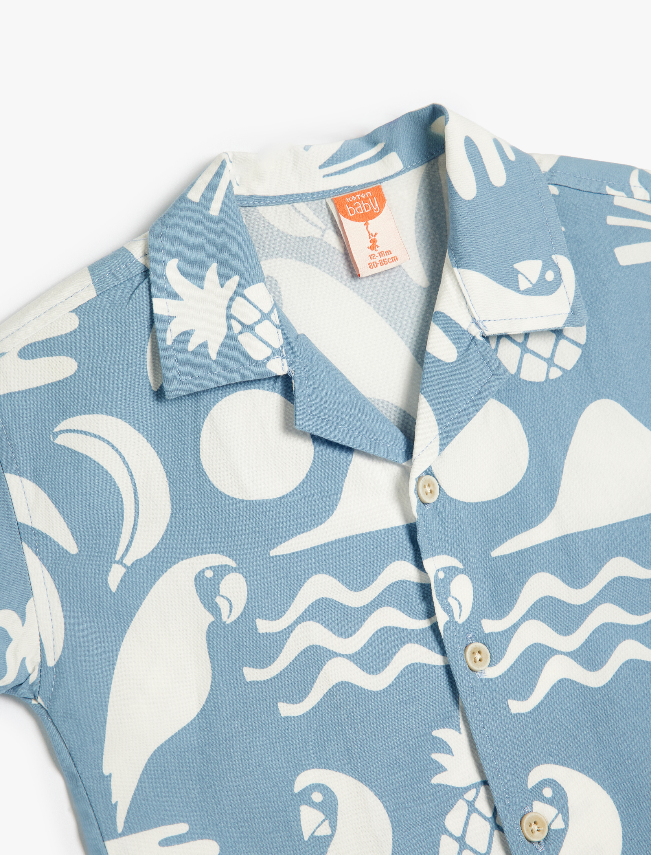  Erkek Bebek Gömlek Yaz Baskılı Kısa Kollu Pamuklu