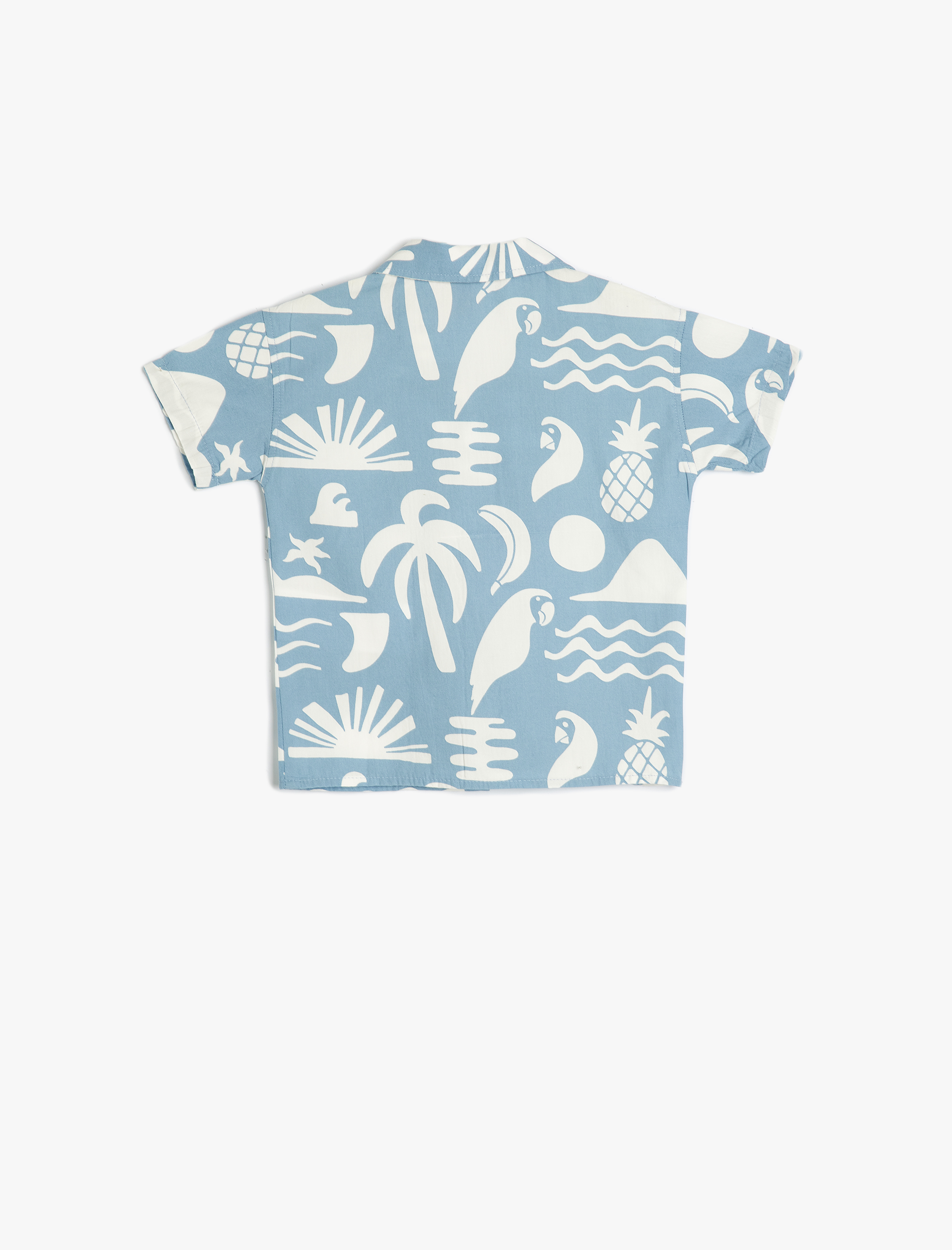  Erkek Bebek Gömlek Yaz Baskılı Kısa Kollu Pamuklu