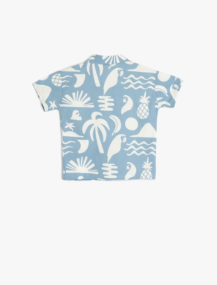 Erkek Bebek Gömlek Yaz Baskılı Kısa Kollu Pamuklu