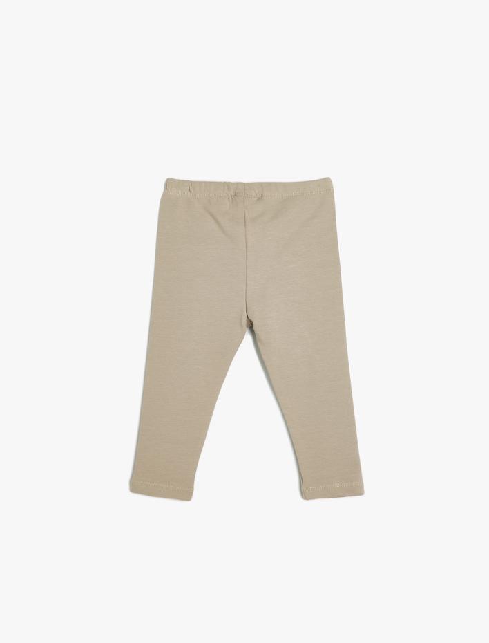 Kız Bebek Kışlık Tayt Beli Lastikli Şardonlu Pamuklu Şardonlu