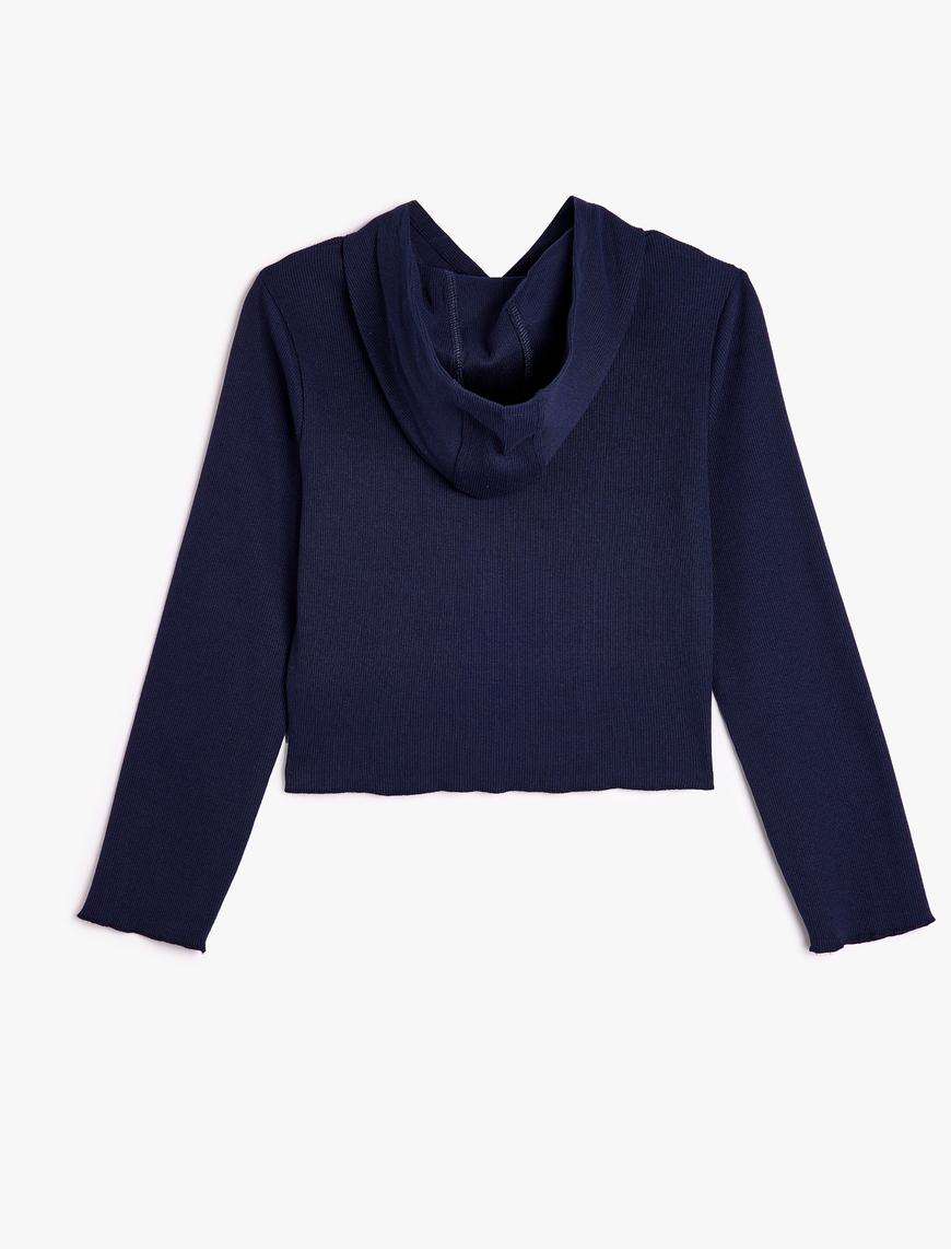  Kız Çocuk Kapşonlu Sweatshirt Şehir Baskılı Şardonlu Pamuklu
