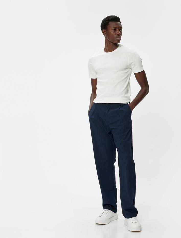  Basic Kısa Kollu Bisiklet Yaka Slim Fit Tişört