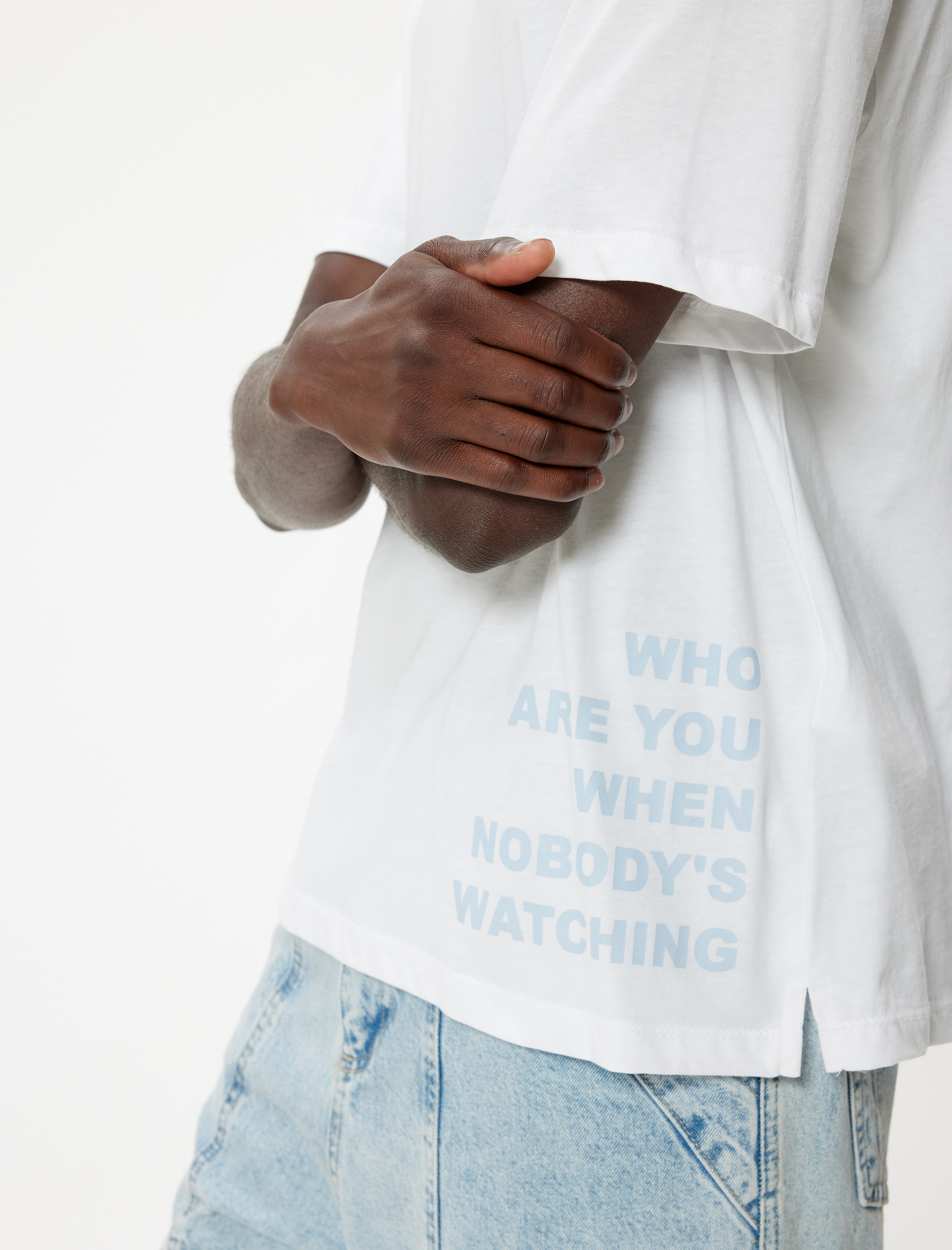   Slogan Baskılı Kısa Kollu Pamuklu Bisiklet Yaka Oversize Tişört