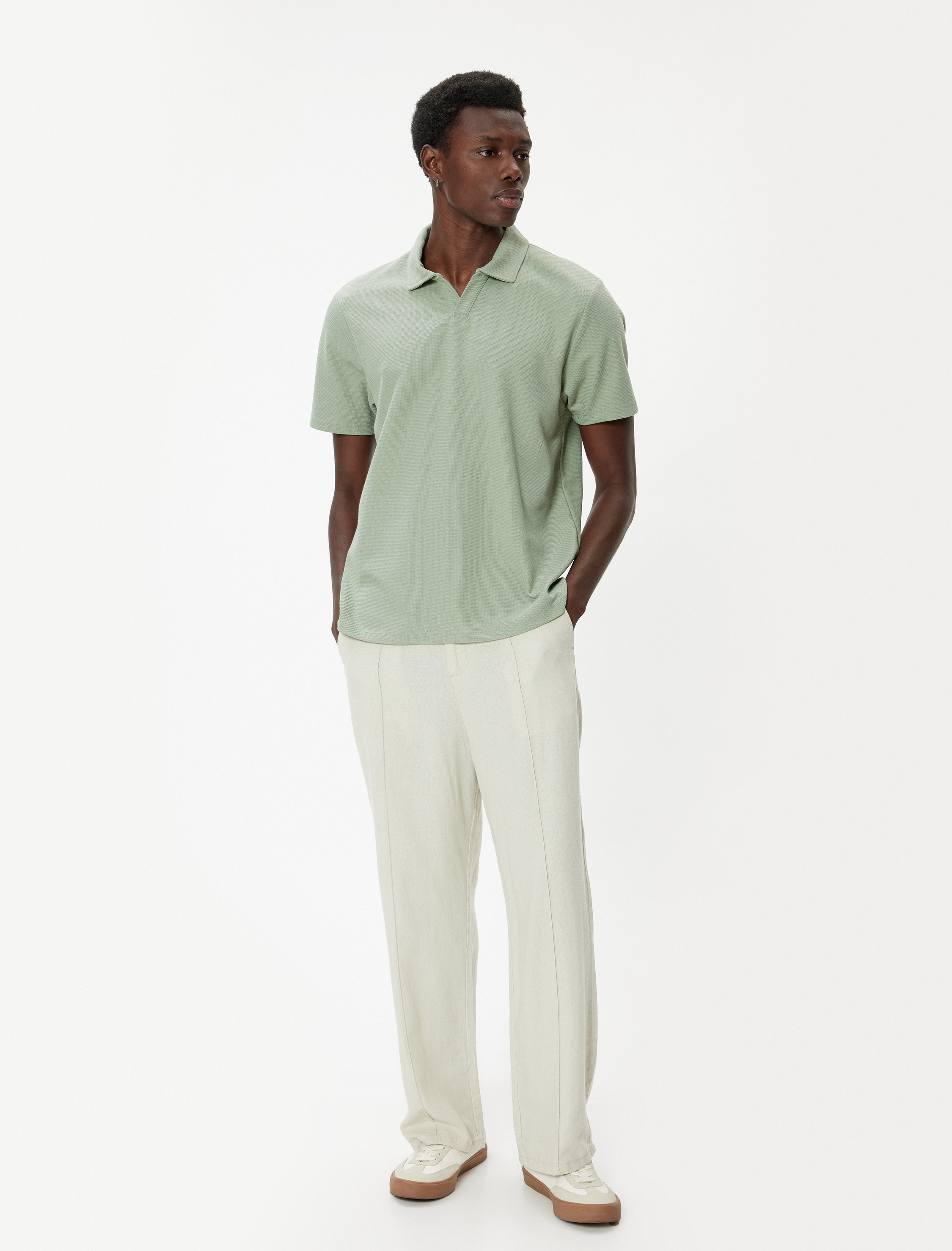 Polo Yaka Tişört Slim Fit Kısa Kollu Pamuk Karışımlı