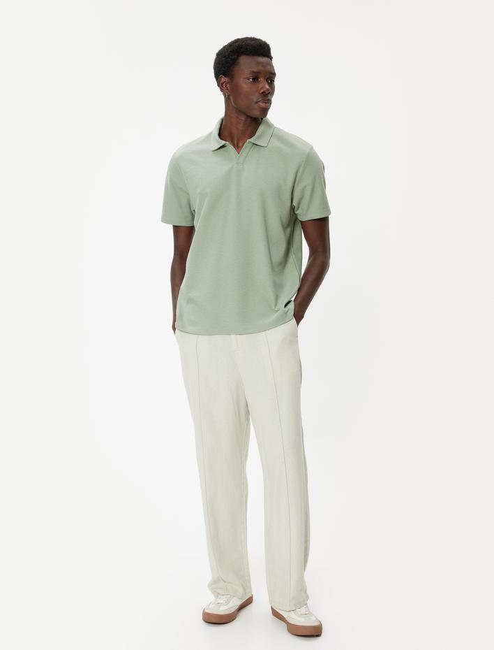  Polo Yaka Tişört Slim Fit Kısa Kollu Pamuk Karışımlı