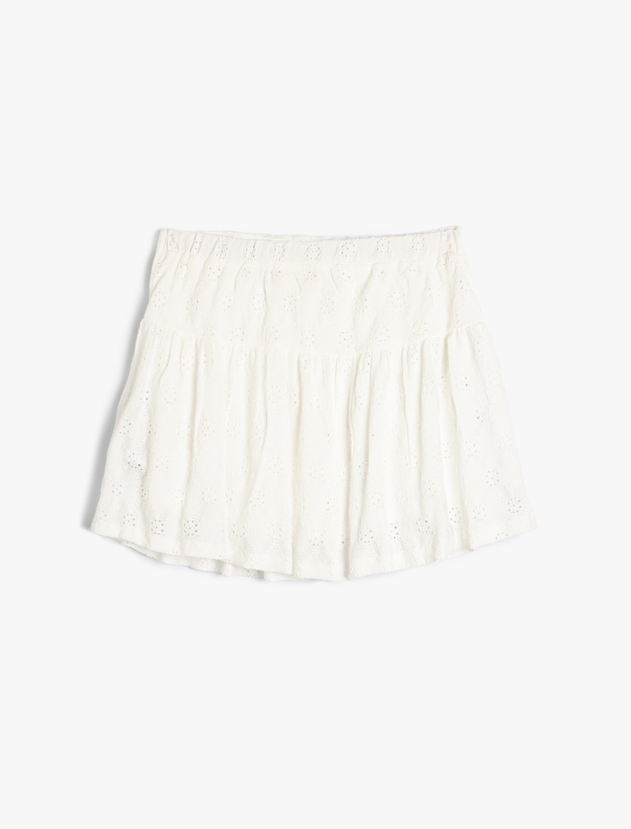 Kız Çocuk Fistolu Mini Etek Beli Lastikli Volanlı