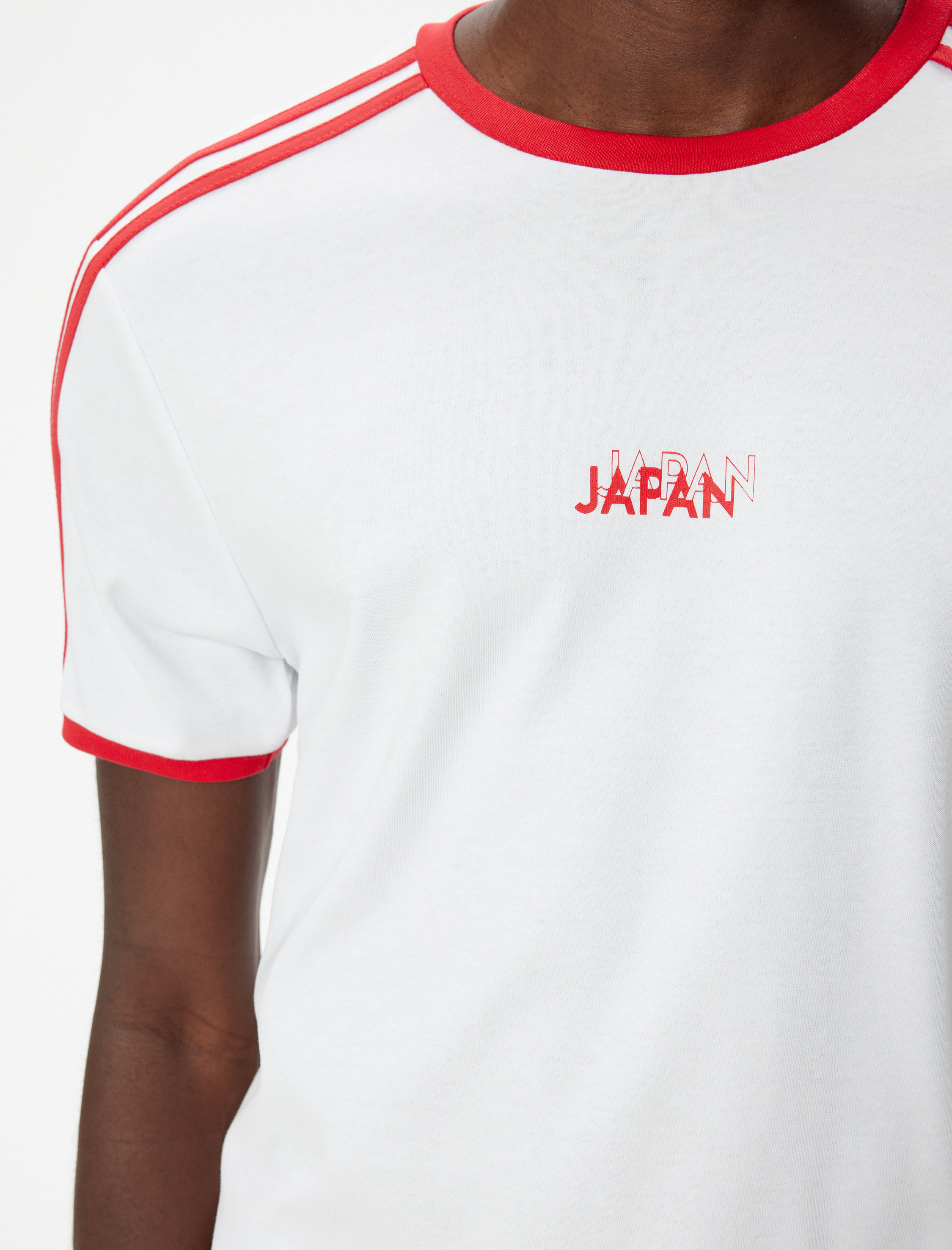 Slim Fit Tişört Slogan Baskılı Kısa Kollu Bisiklet Yaka Biyeli