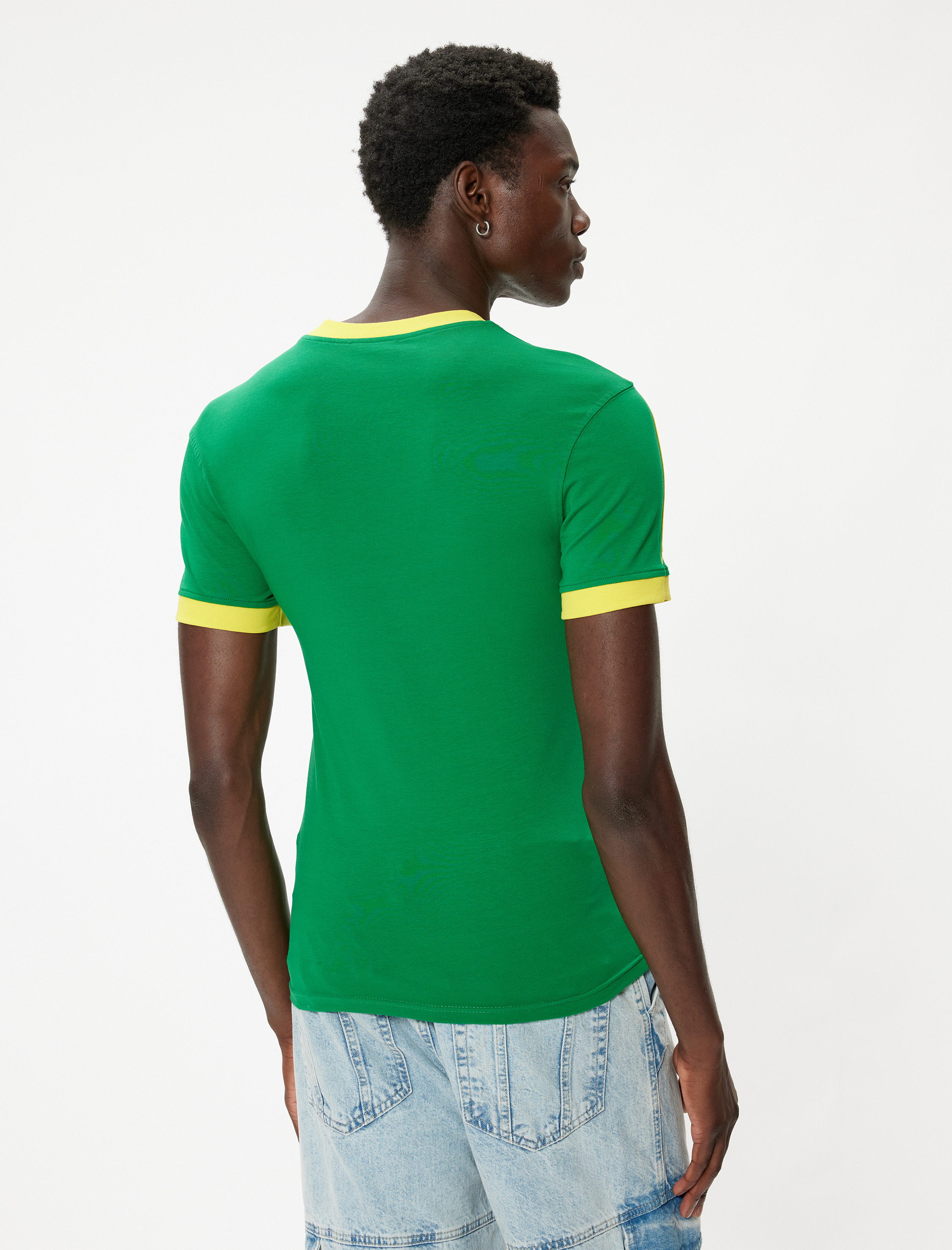 Slim Fit Tişört Kolej Baskılı Kısa Kollu Bisiklet Yaka