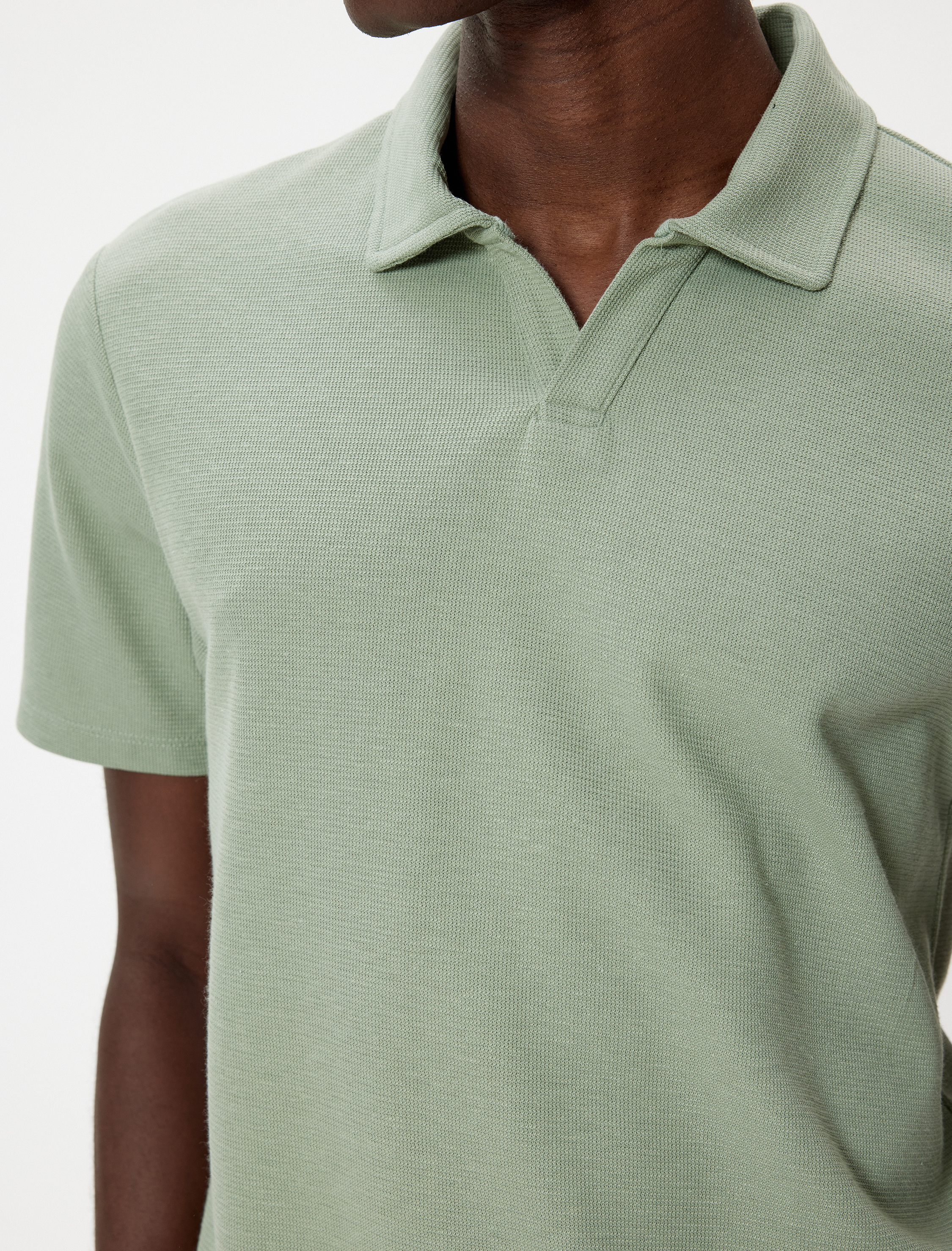 Polo Yaka Tişört Slim Fit Kısa Kollu Pamuk Karışımlı