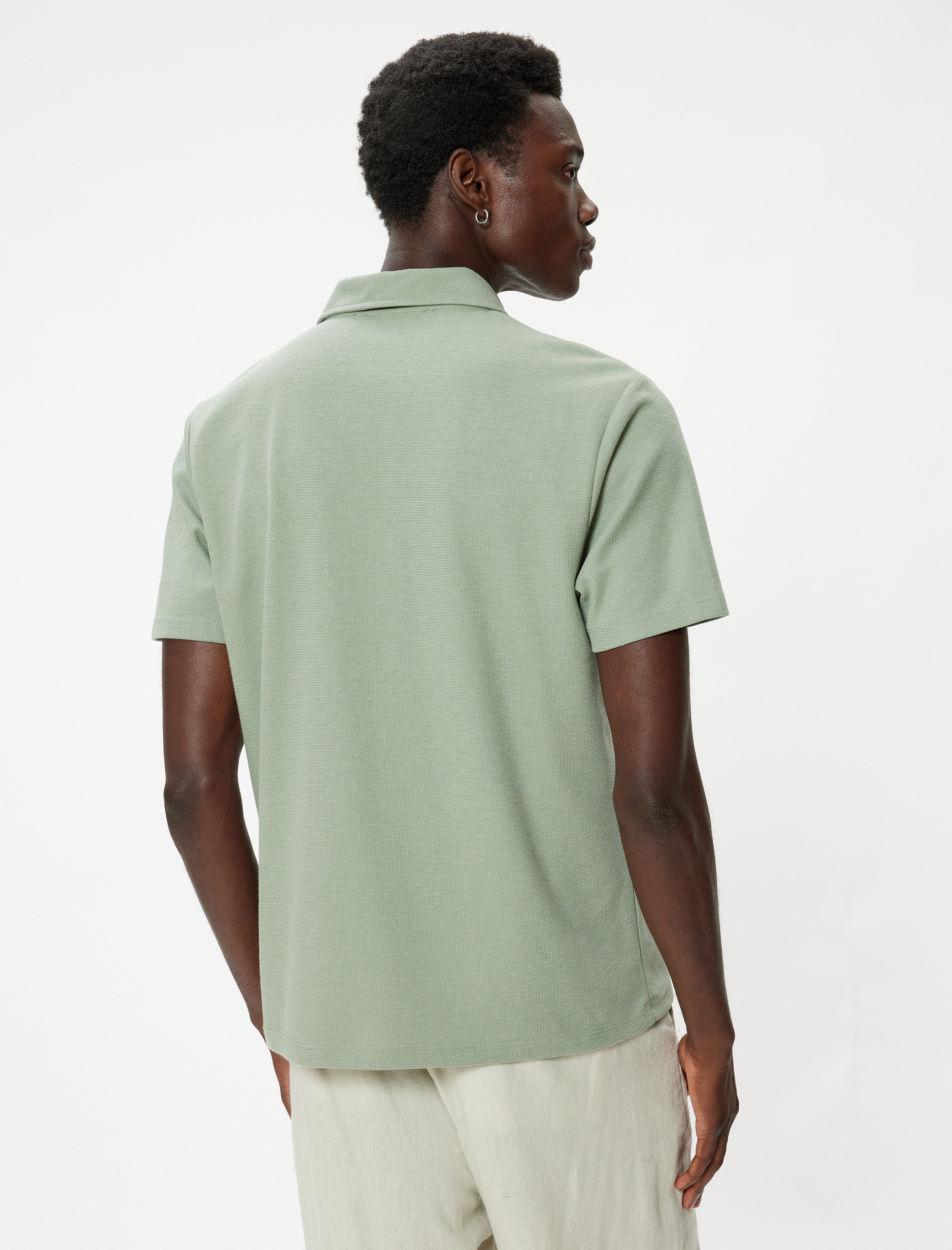 Polo Yaka Tişört Slim Fit Kısa Kollu Pamuk Karışımlı