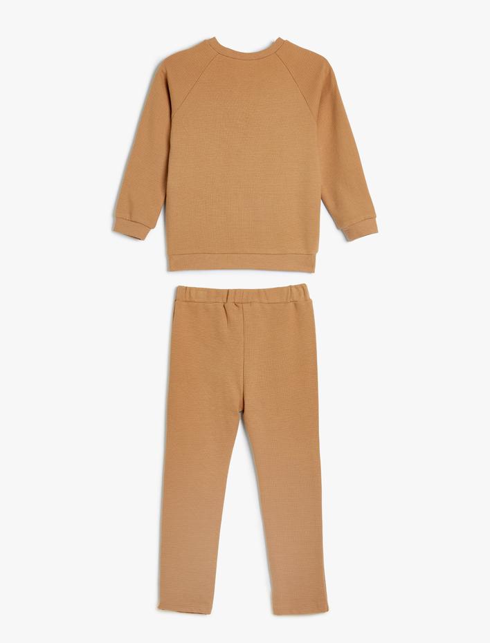 Erkek Bebek Basic Eşofman Takımı Uzun Kollu Bisiklet Yaka Beli Bağlamalı Pamuklu