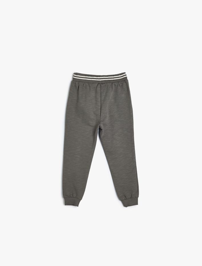 Erkek Bebek Jogger Eşofman Altı Beli Bağlamalı Slogan Baskılı Pamuklu Şardonlu