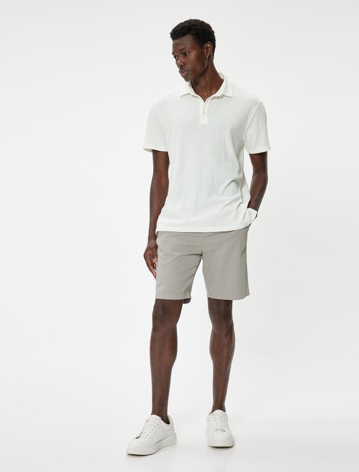  Bermuda Şort Kanvas Beli Lastikli Cep Detaylı Pamuklu