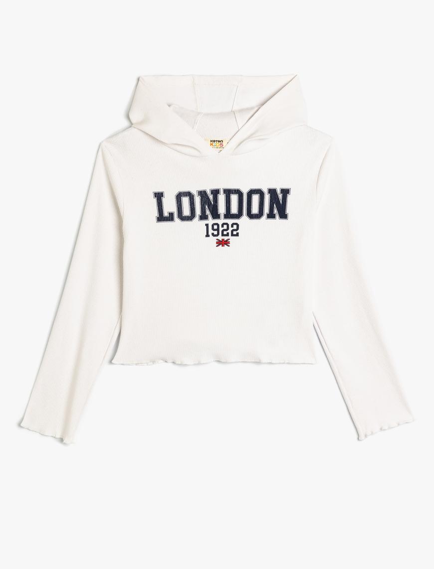  Kız Çocuk Kapşonlu Sweatshirt Şehir Baskılı Pamuklu