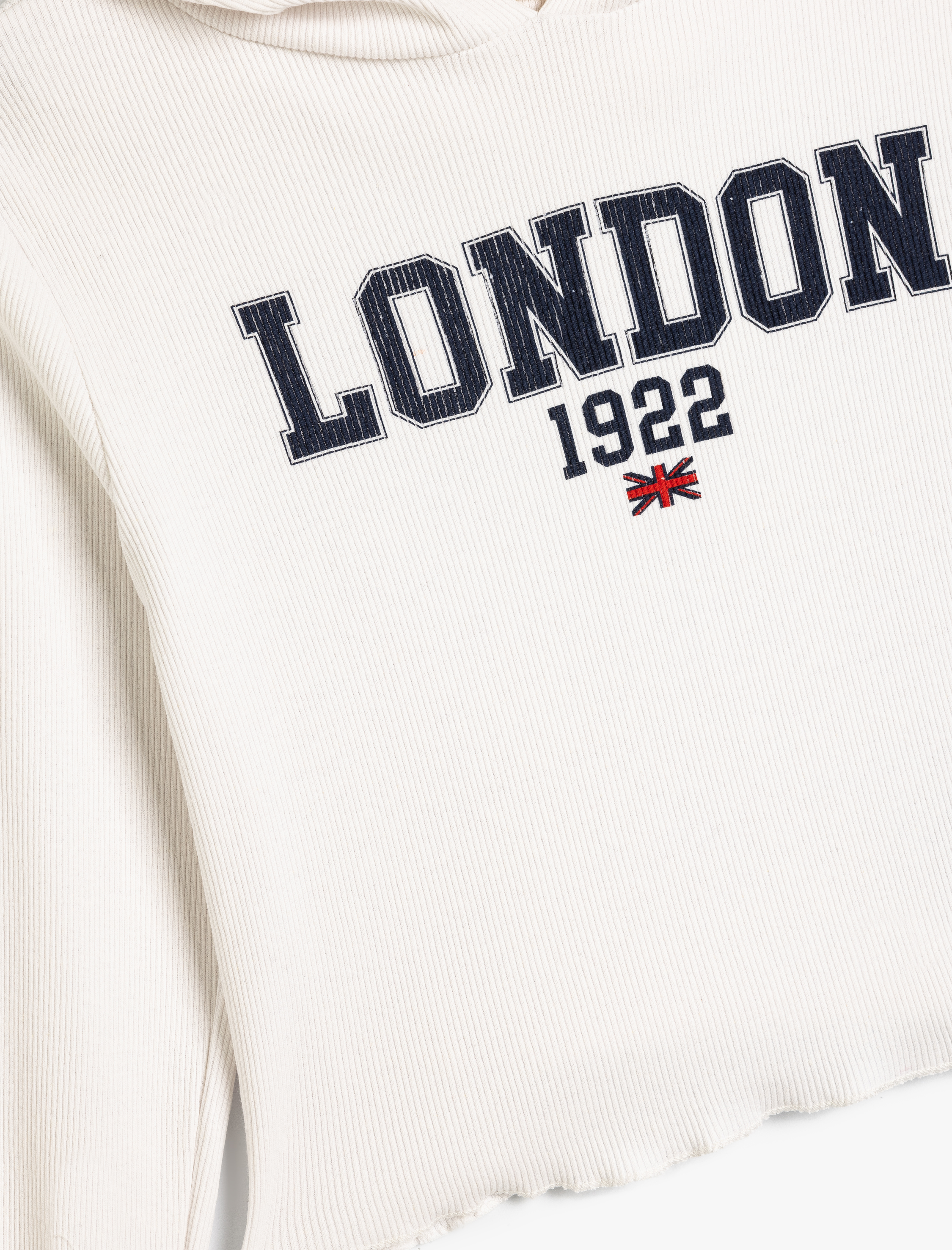  Kız Çocuk Kapşonlu Sweatshirt Şehir Baskılı Pamuklu