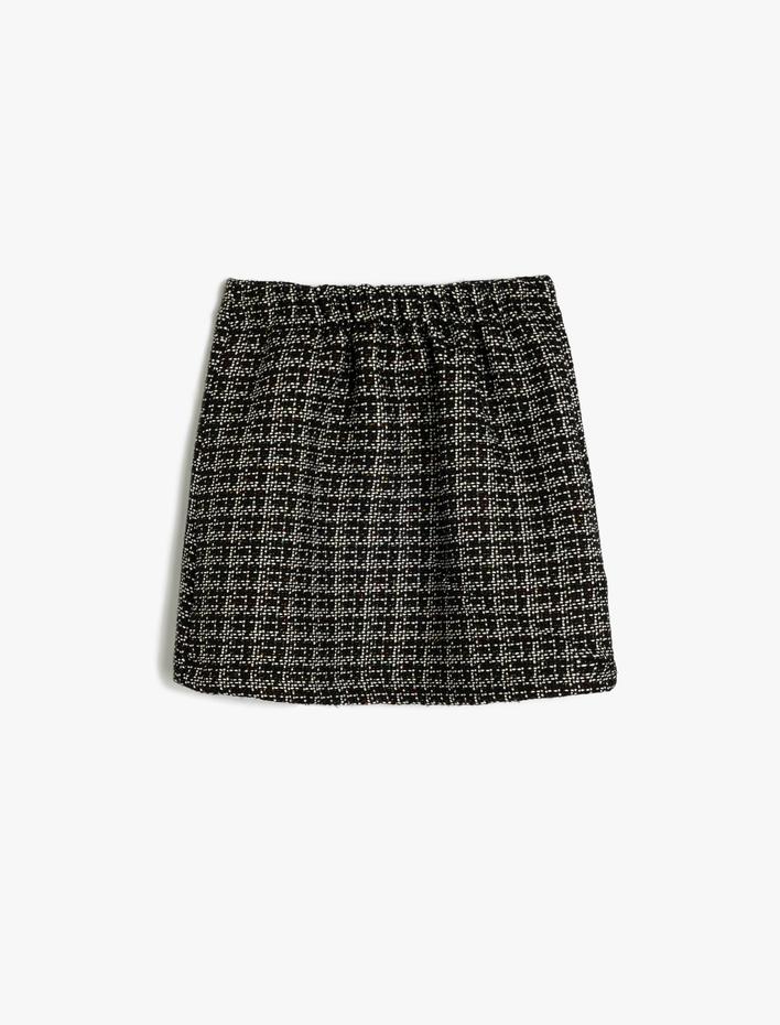 Kız Çocuk Düğme Detaylı Mini Tüvit Etek