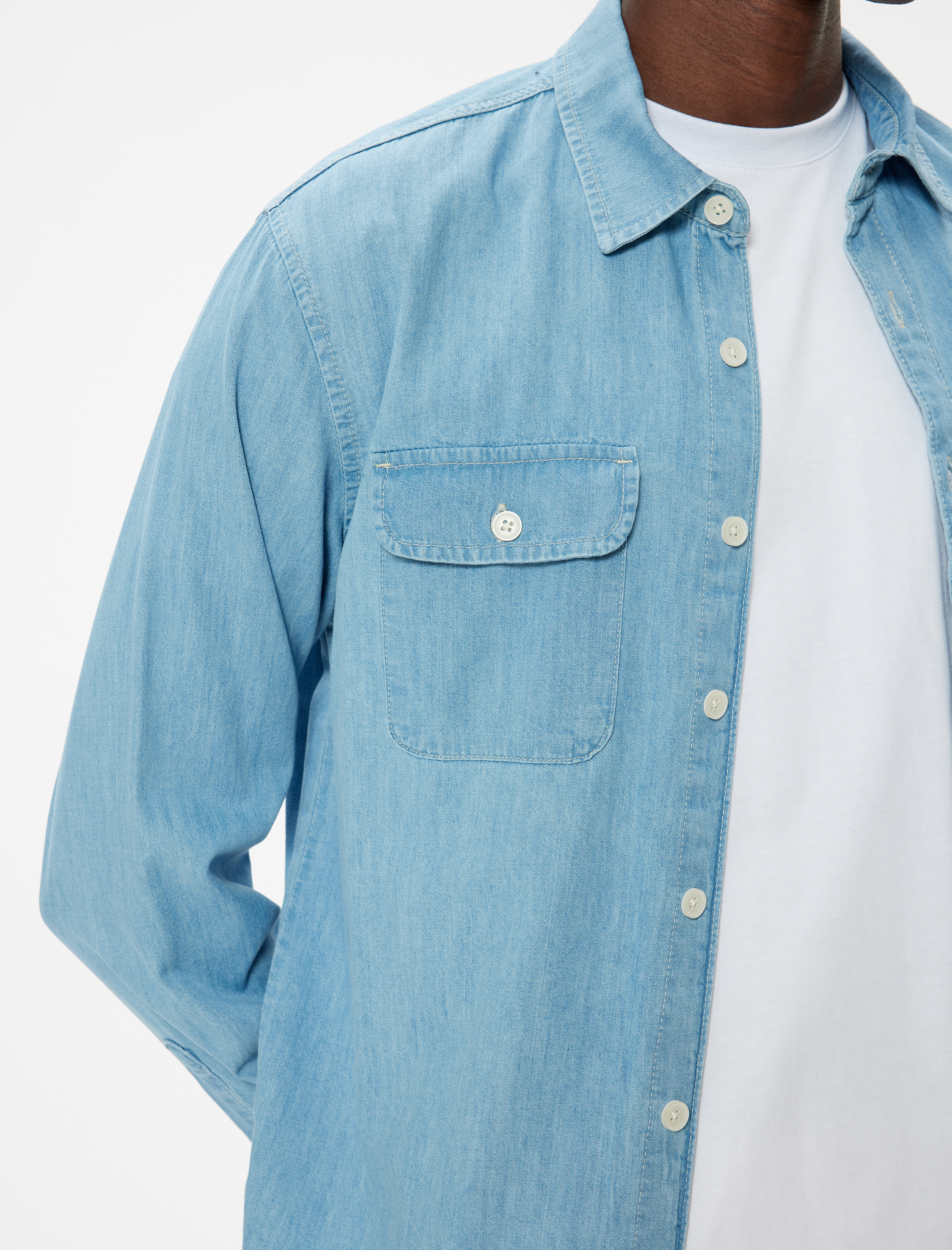   Kot Gömlek Ceket Oversize Uzun Kollu Cep Detaylı Pamuklu