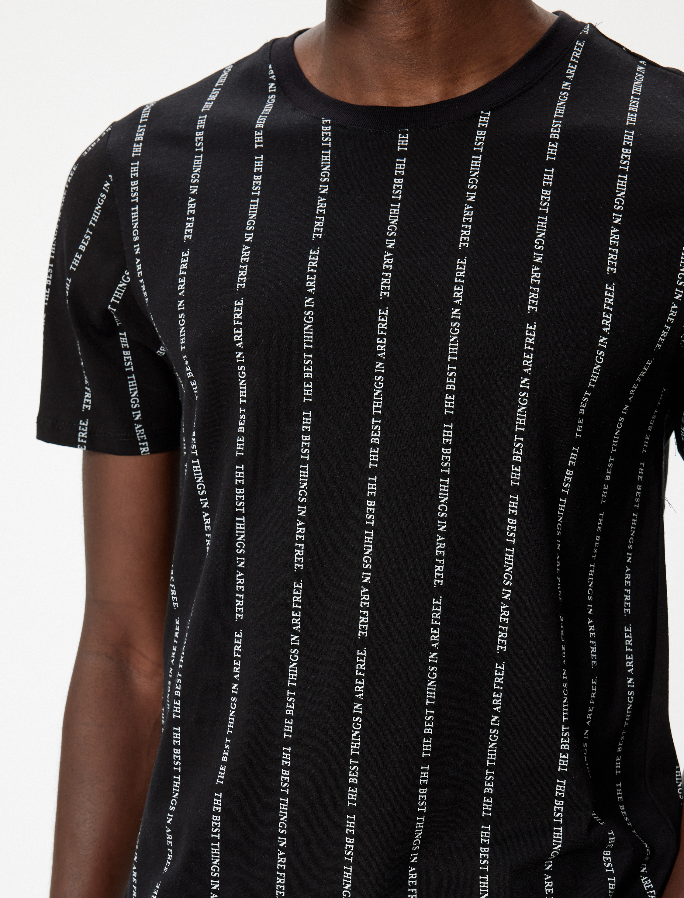   Slogan Baskılı Kısa Kollu Bisiklet Yaka Pamuklu Slim Fit Tişört