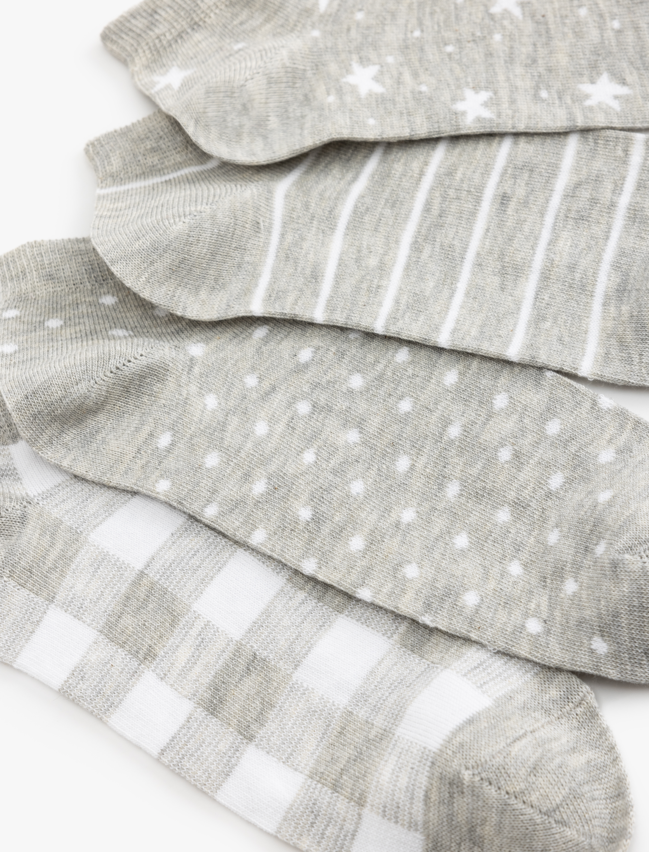  Kadın 4'lü Patik Çorap Seti Geometrik Desenli