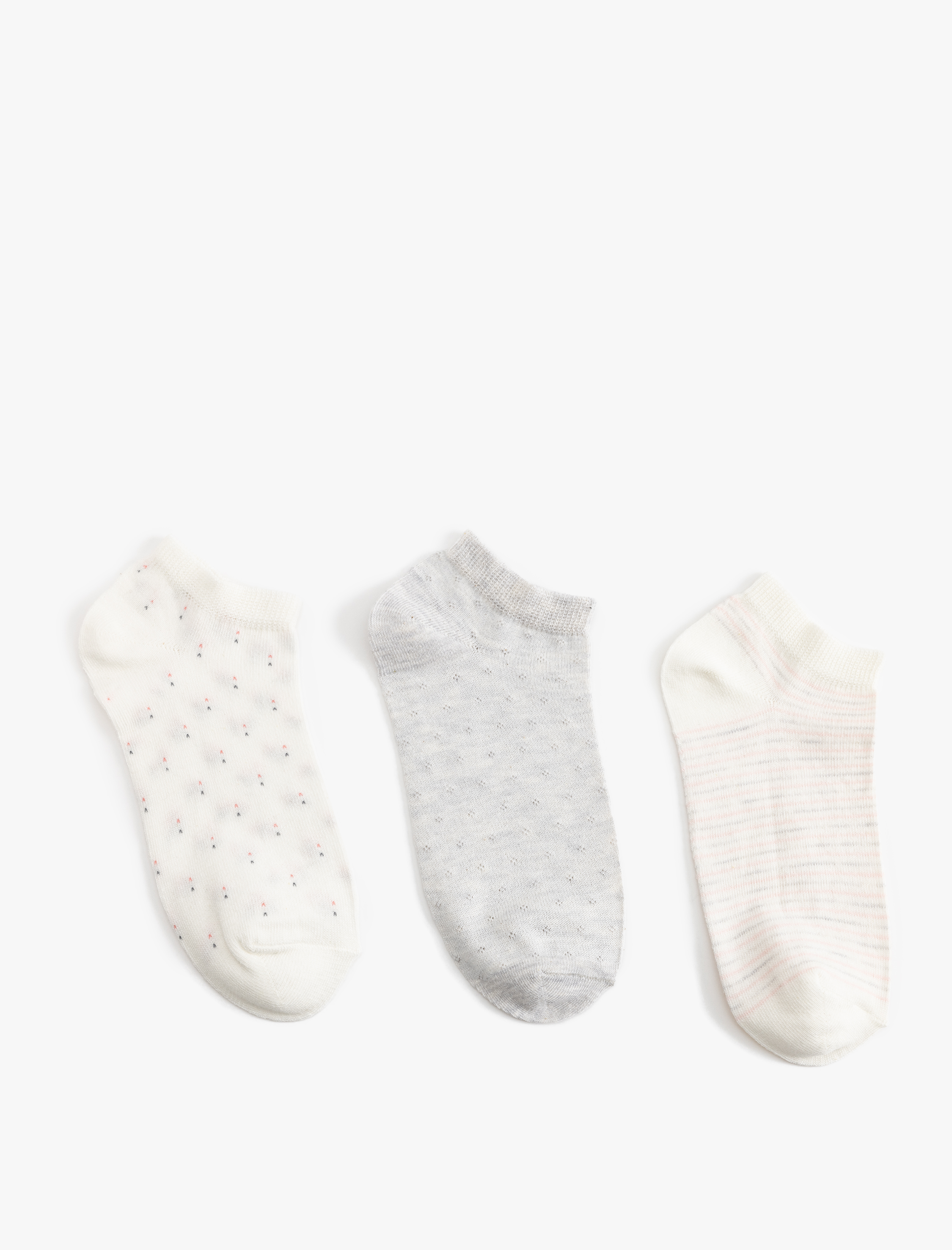 Kadın 3'lü Patik Çorap Seti Geometrik Desenli