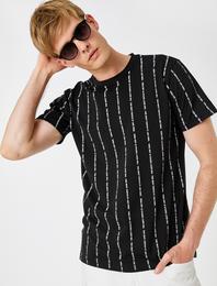 Çizgili Baskılı Tişört