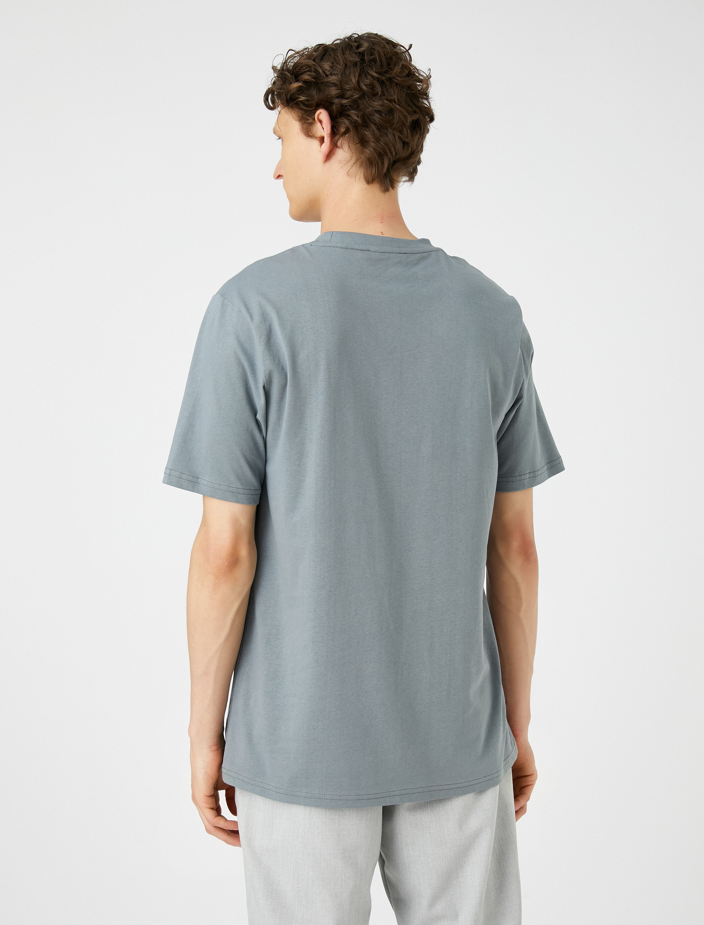   Kolej Tişört Baskılı Bisiklet Yaka Kısa Kollu Pamuklu