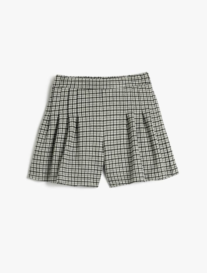 Kız Çocuk Şort Etek Pileli Beli Lastikli